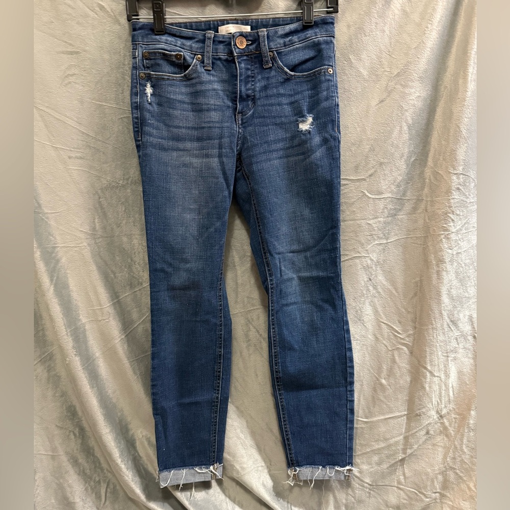 LC Lauren Conrad Dark Blue Distressed Skinny Jeans